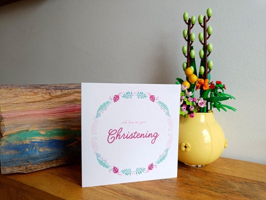 Pink Christening Card