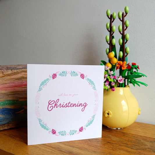 Pink Christening Card