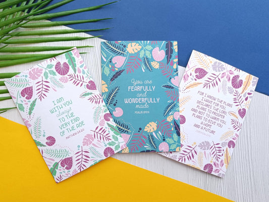 6 pack Floral Scripture Verse Cards