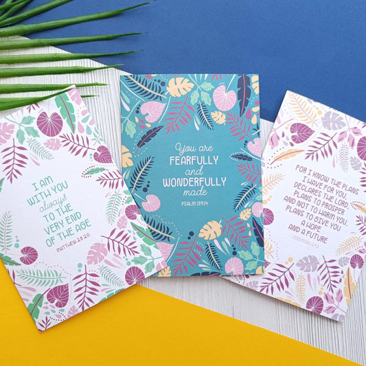 6 pack Floral Scripture Verse Cards