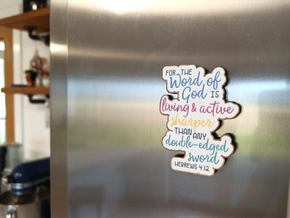 Hebrews 4:12 Scripture Wooden Magnet