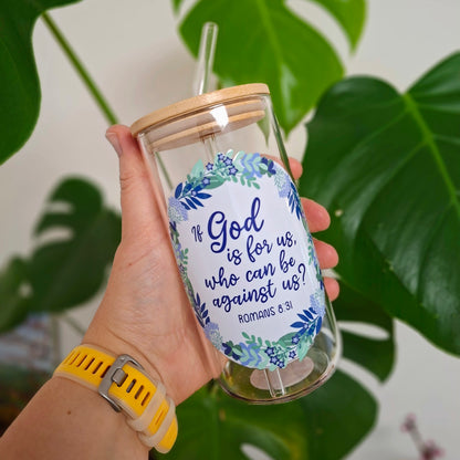 16oz God is for us Libbey Glass