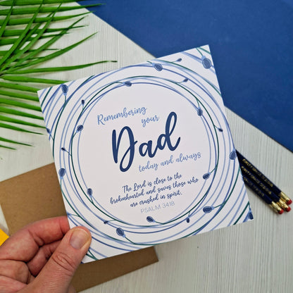Remembering Your Dad Scripture Card - Psalm 34:18