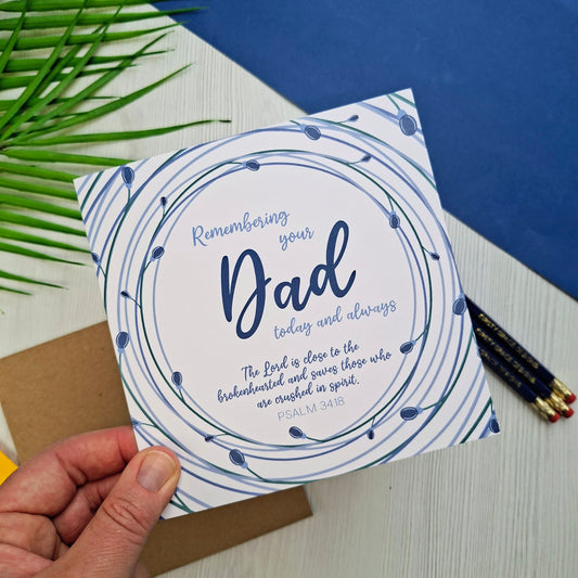 Remembering Your Dad Scripture Card - Psalm 34:18