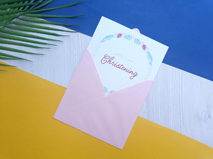 Pink Christening Card