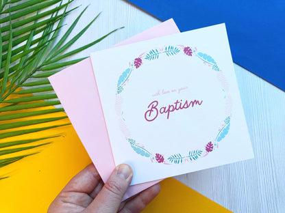 Pink Baptism Card