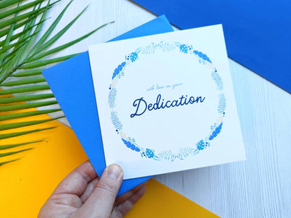Blue Dedication Card