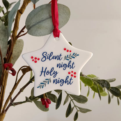 Silent night Ceramic Star Decoration