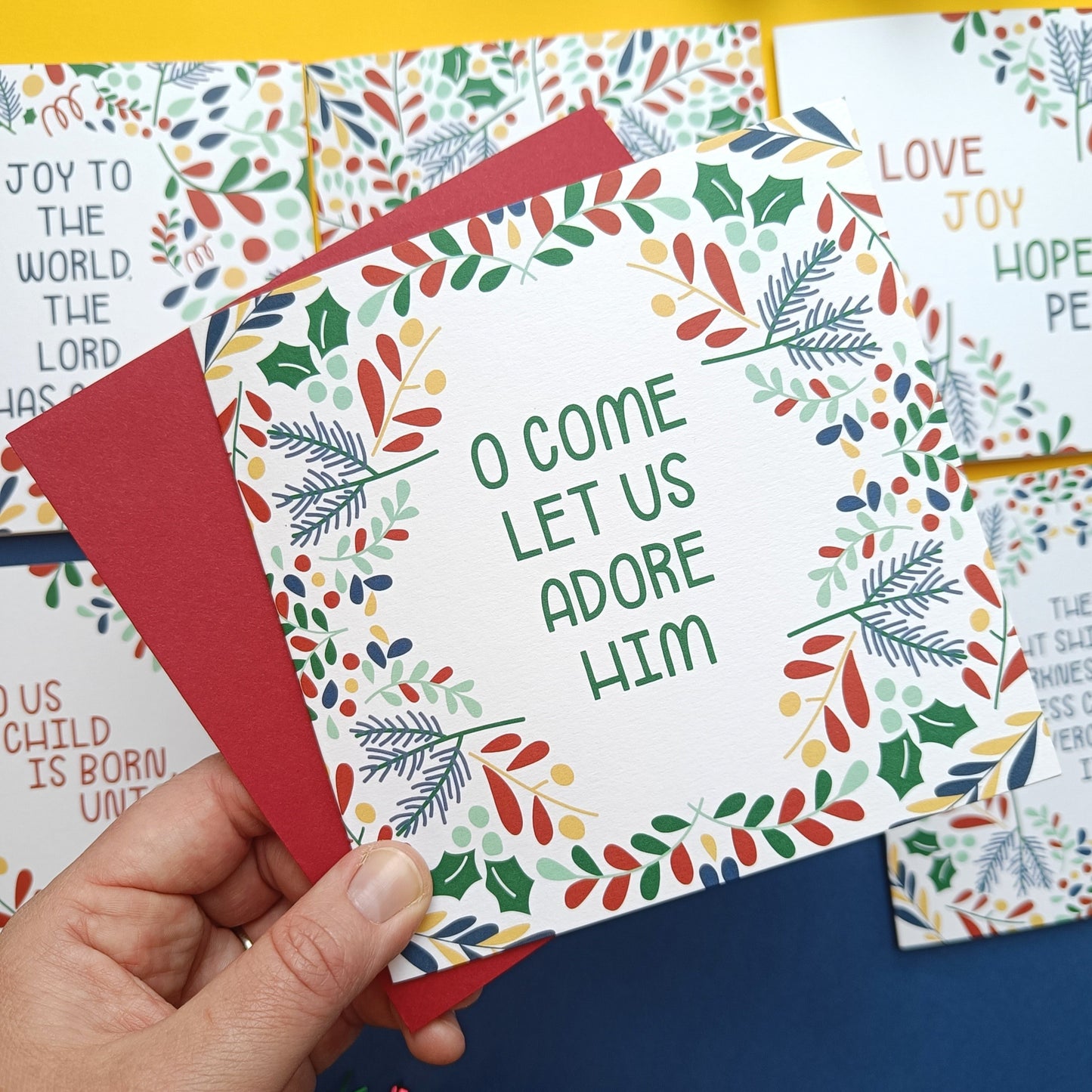 O come let us adore Him Christmas Card