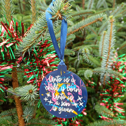 Unto us a child is born Acrylic Scripture Decoration