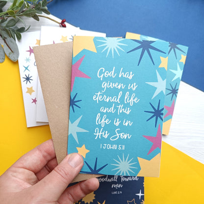 A6 Pack of 6 'Mini Stars' Christmas Cards