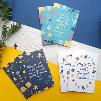 A6 Pack of 6 'Mini Stars' Christmas Cards