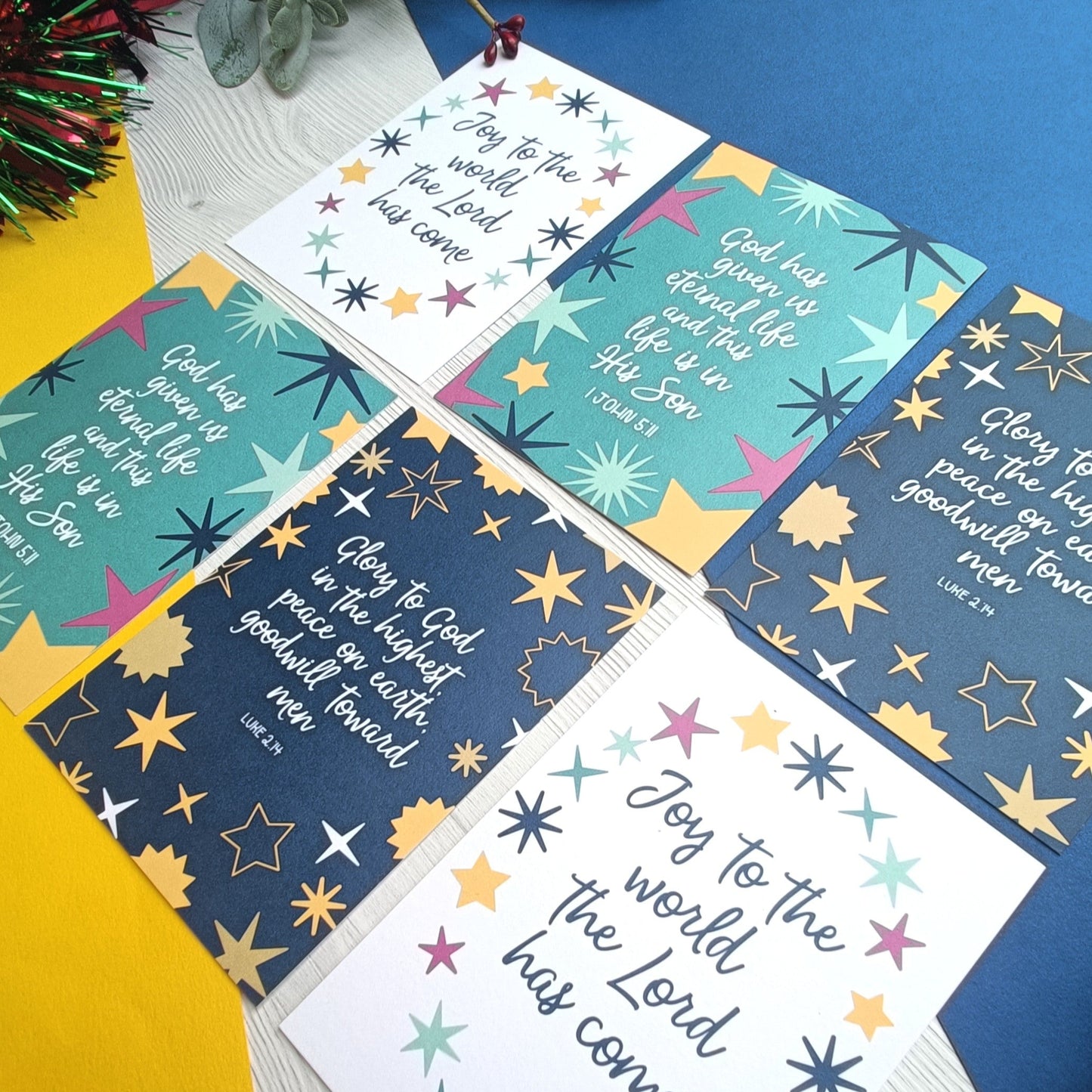 Christmas Postcard Pack of 6 'Mini Stars'