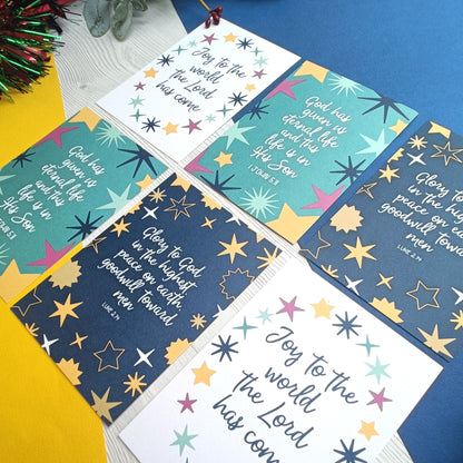 Christmas Postcard Pack of 6 'Mini Stars'