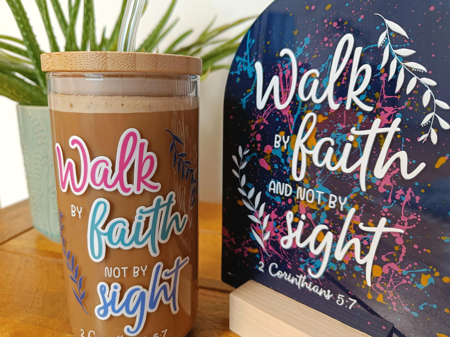 16oz Walk By Faith Libbey Glass