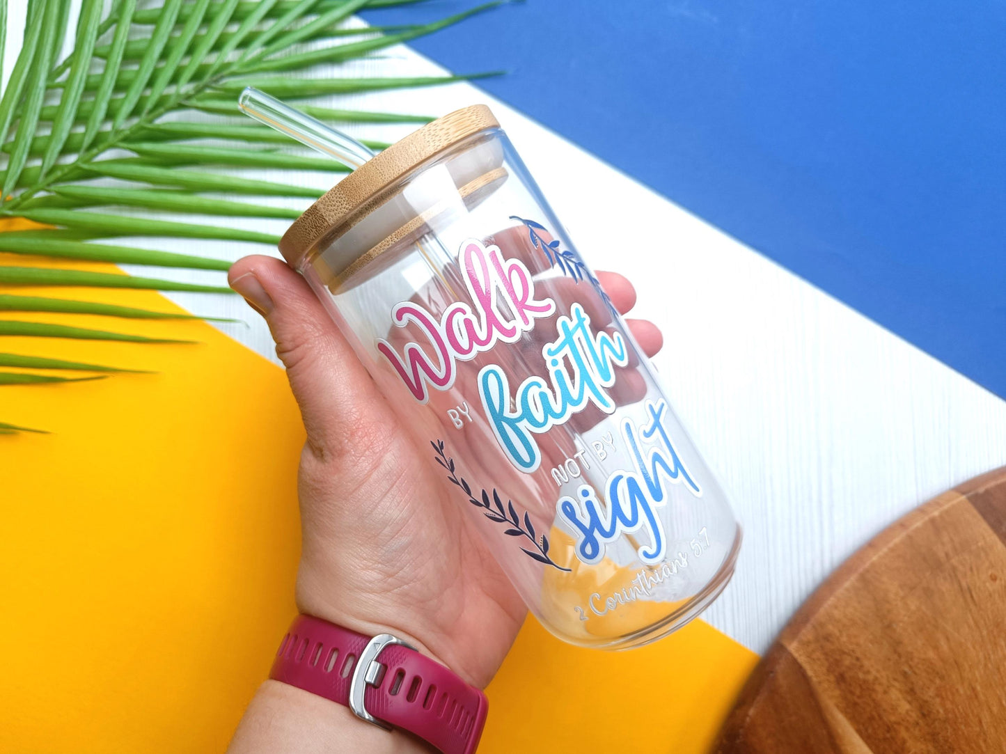 16oz Walk By Faith Libbey Glass