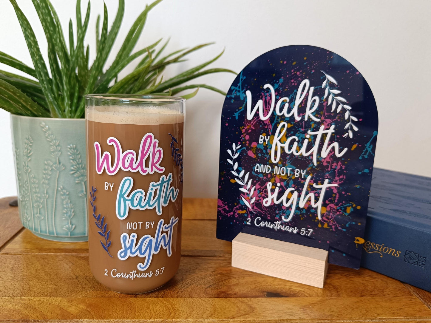 16oz Walk By Faith Libbey Glass