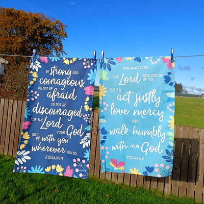 Be Strong & Courageous (Joshua 1:9) Scripture Tea Towel