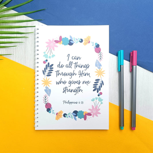 Philippians 4:13 - 'I can do all things A5 Notebook