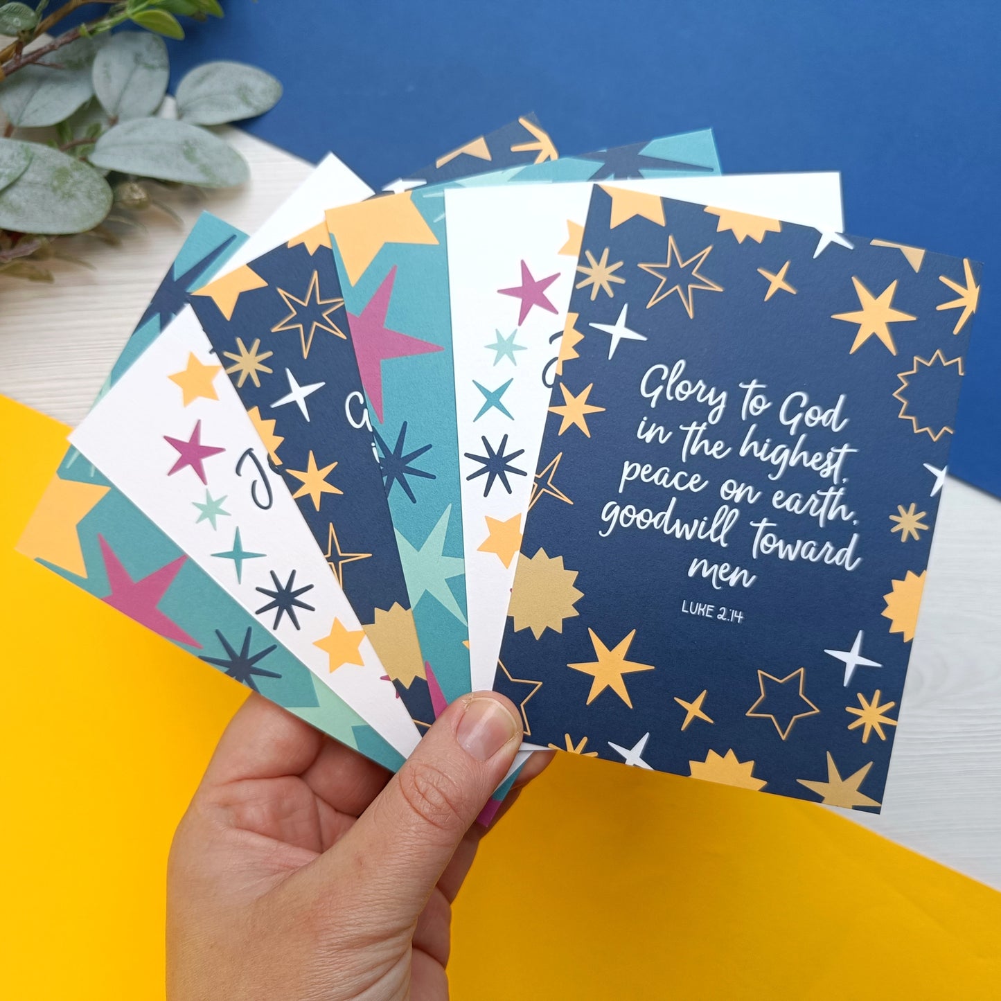 Christmas Postcard Pack of 6 'Mini Stars'