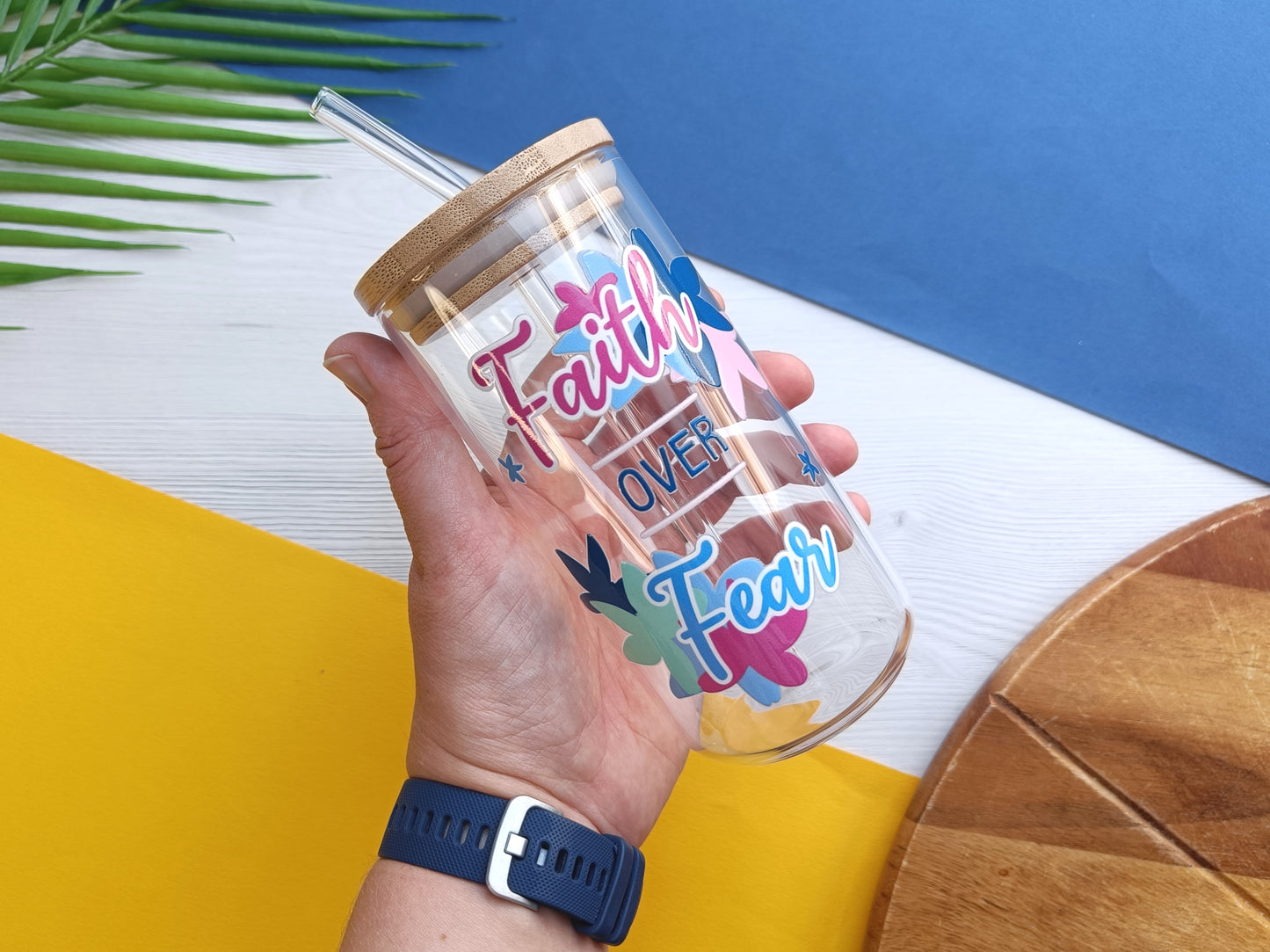 16oz Faith Over Fear Libbey Glass