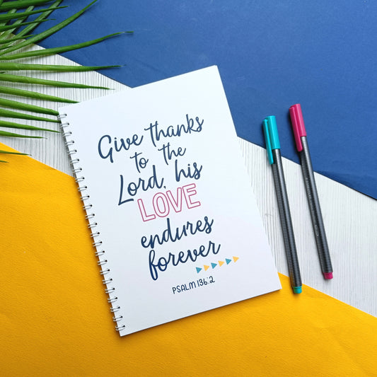 Psalm 136:2 - 'Give Thanks' A5 Notebook