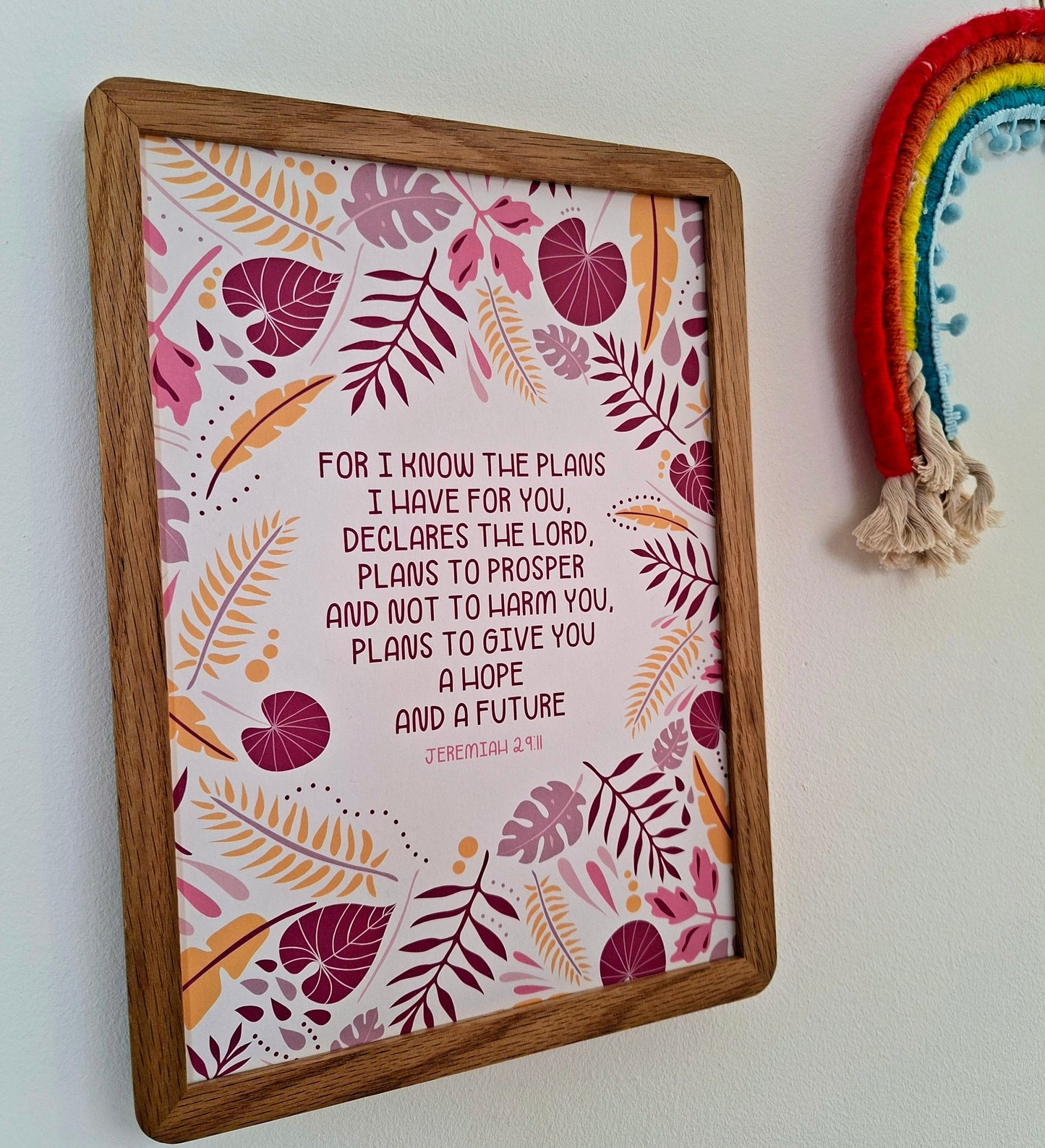 A4 Print - Jeremiah 29:11 For I Know the Plans I Have For You