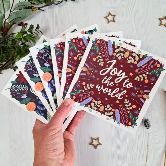 Christmas Cards Pack of 6 - Blues & Reds