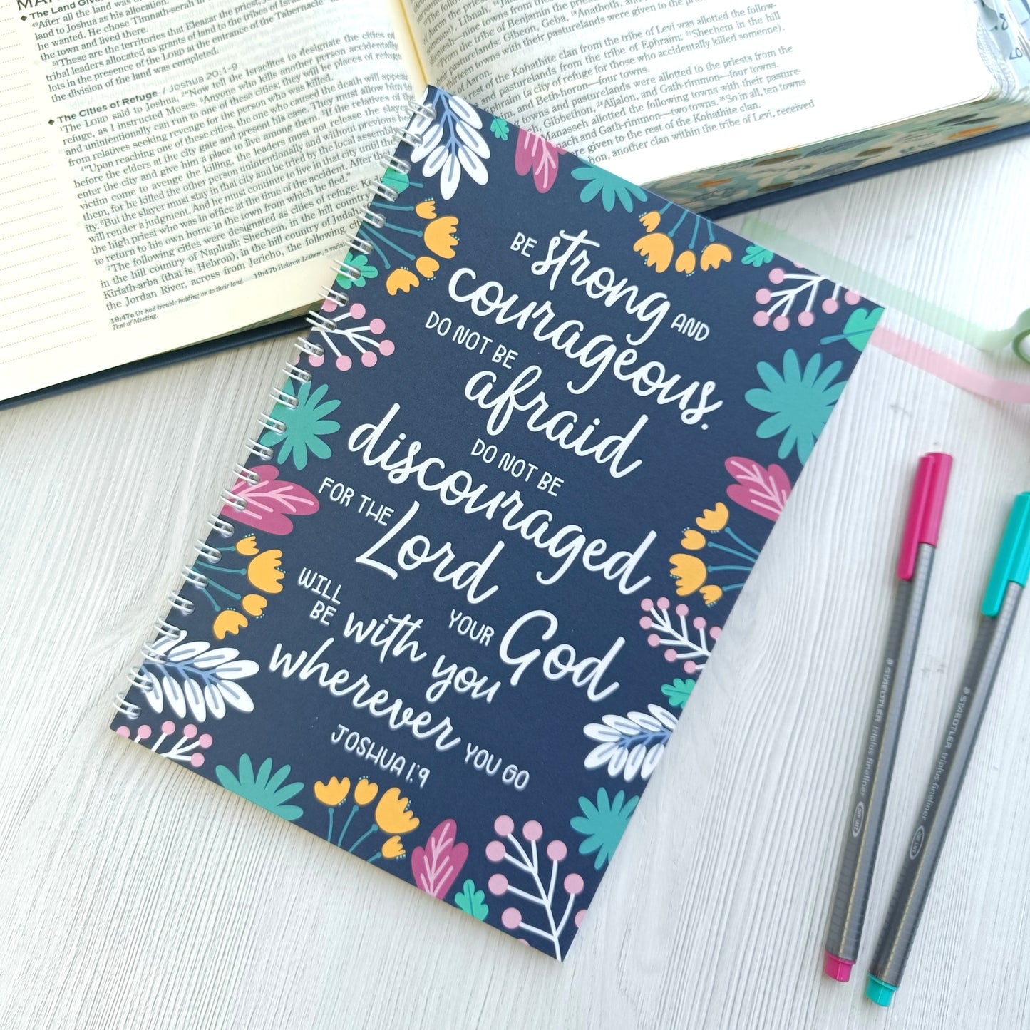 Joshua 1:9 Be Strong & Courageous A5 Notebook