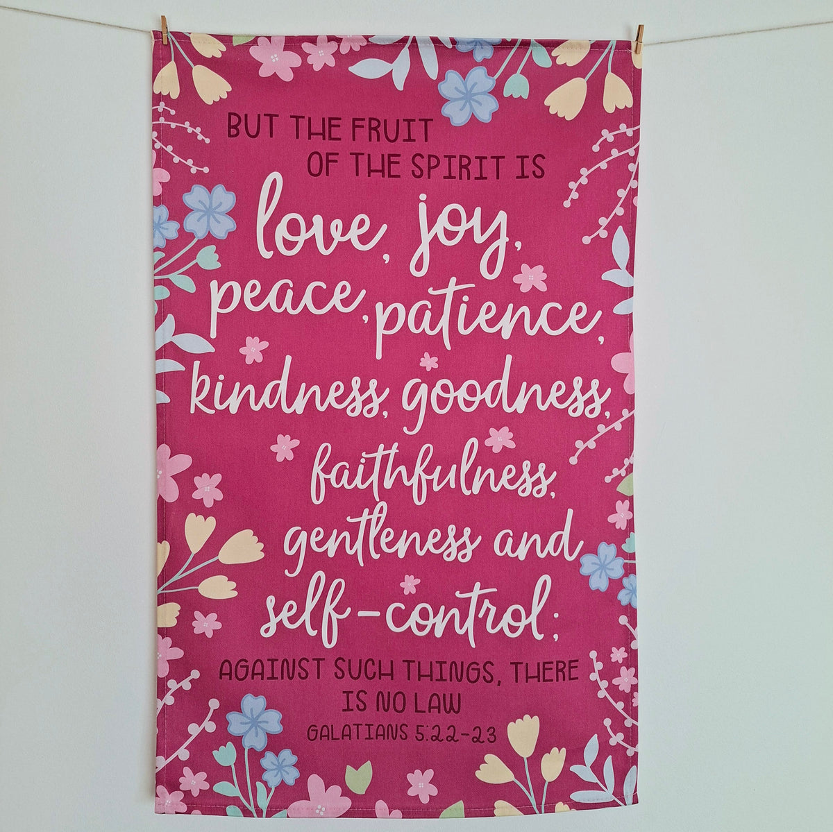 Fruit of the Spirit Scripture Tea Towel - Galatians 5:22-23