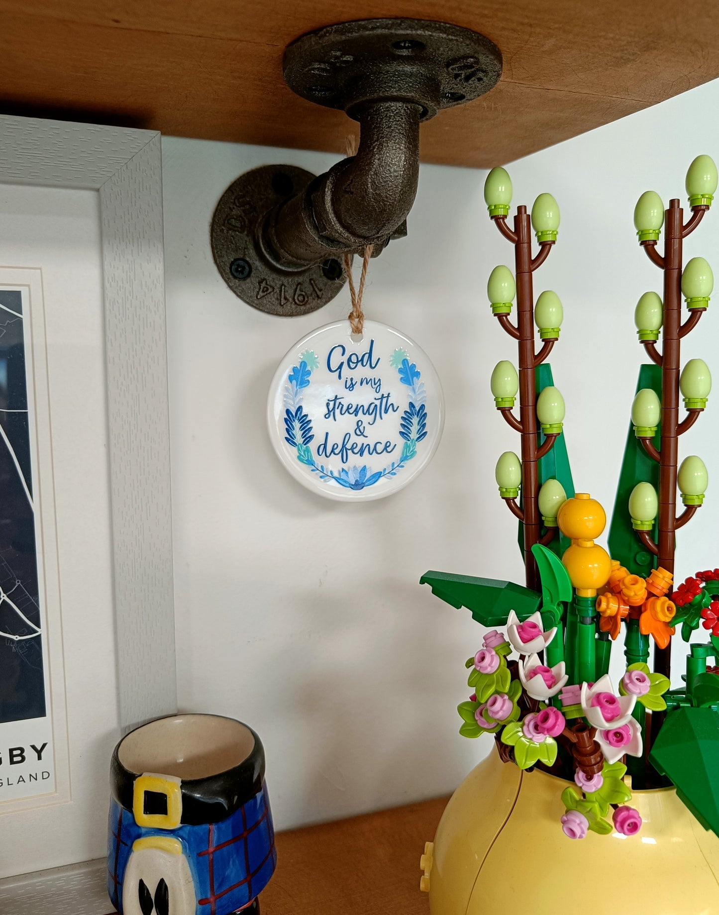 God is My Strength & Defence Ceramic Decoration
