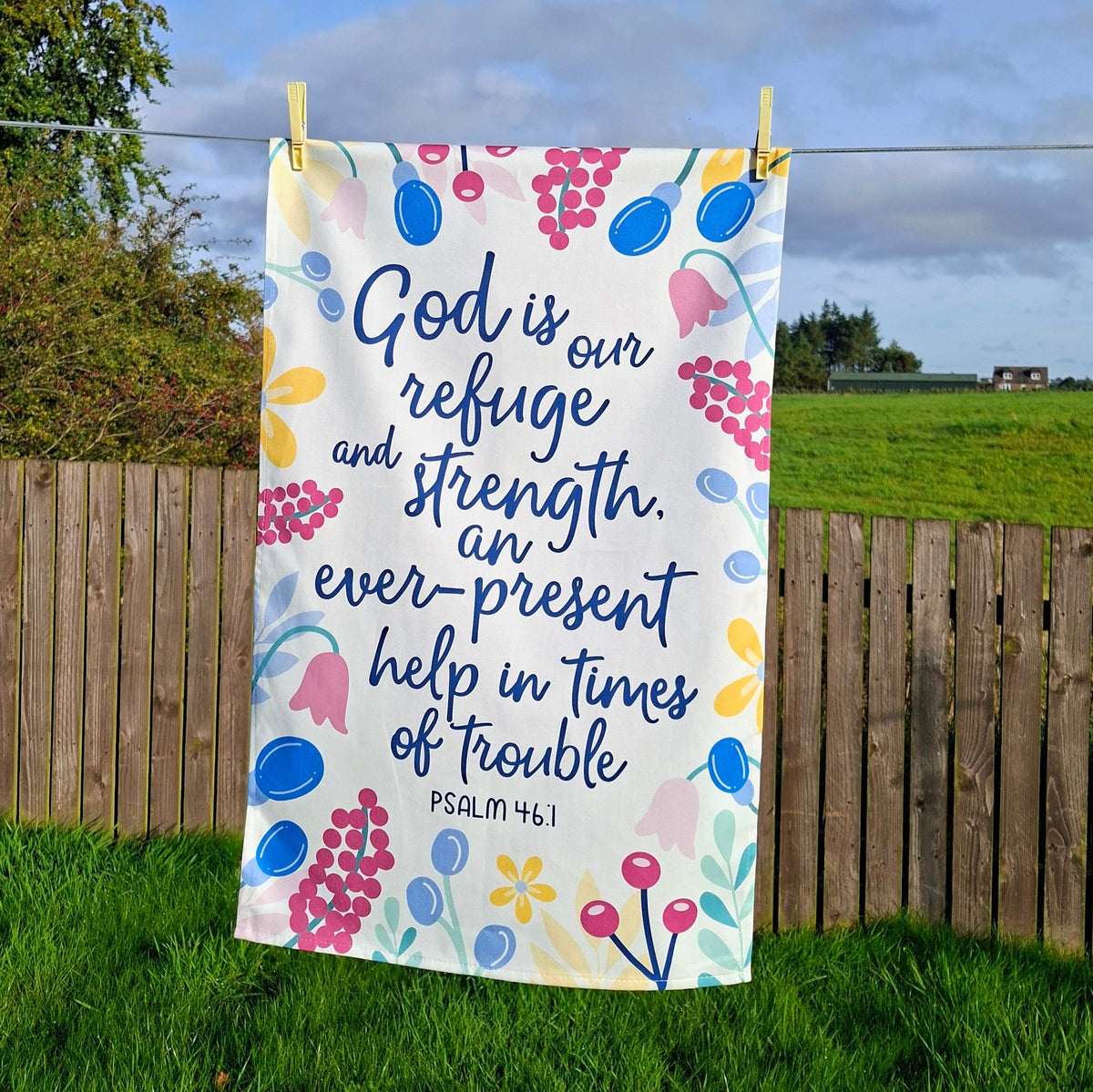 God is our Refuge Scripture Tea Towel - Psalm 46:1