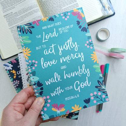 Micah 6:8 Act Justly, Love Mercy, Walk Humbly A5 Notebook